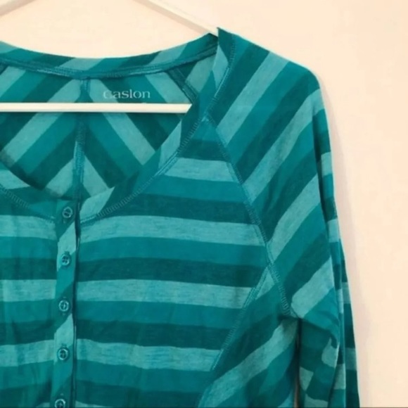 Caslon Green Striped Long Sleeve Top Size M - Never Worn - Picture 2 of 5